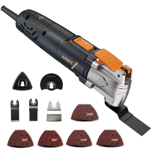 MAXXT Oscillating Multi Tool 300W 6 Variable Speeds, 3° Oscillation Angle, Tool-Free Quick Change Blade System for Details Cutting, Sanding, Scraping, Trimming, Grinding