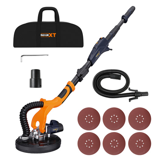 MAXXT Drywall Sander with Carrying Bag by Maxxt-tech Canada; 6pcs 9" Sanding Disc; Telescopic; Infinitely Variable Speed; 13FT Dust Hose