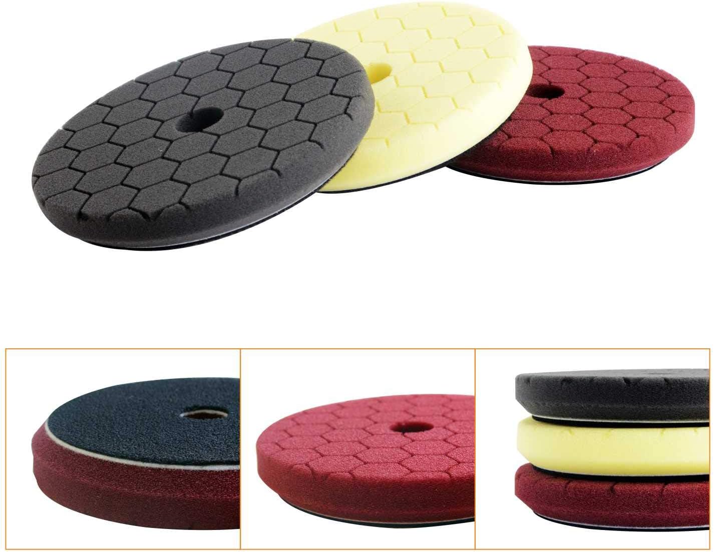 MAXXT Polishing Pads/Foam Pads, Fit 5 inches Backing Plate, 6"(150mm) Working Surface. Hexagon Lines Surface